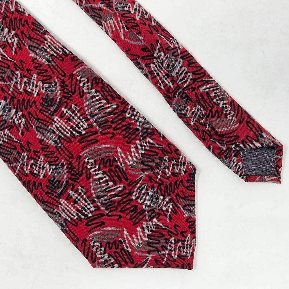 CARLO PALAZZI SILK TIE MADE IN ITALY RED BLACK ABSTRACT SCRIBBLE 3.25" X 58"
